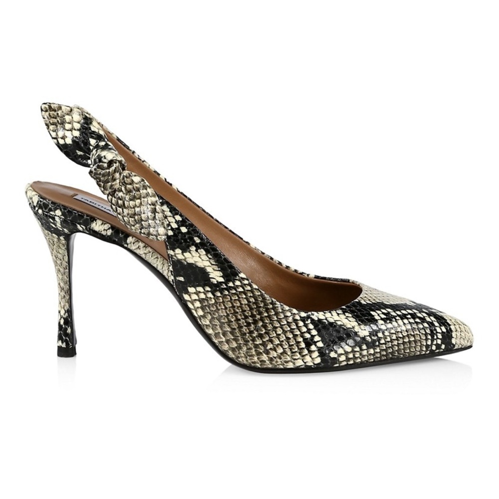 TABITHA SIMMONS GORGEOUS PYTHON SLINGBACK HEELS WITH SIDE BOW DETAIL SIZE 8.5